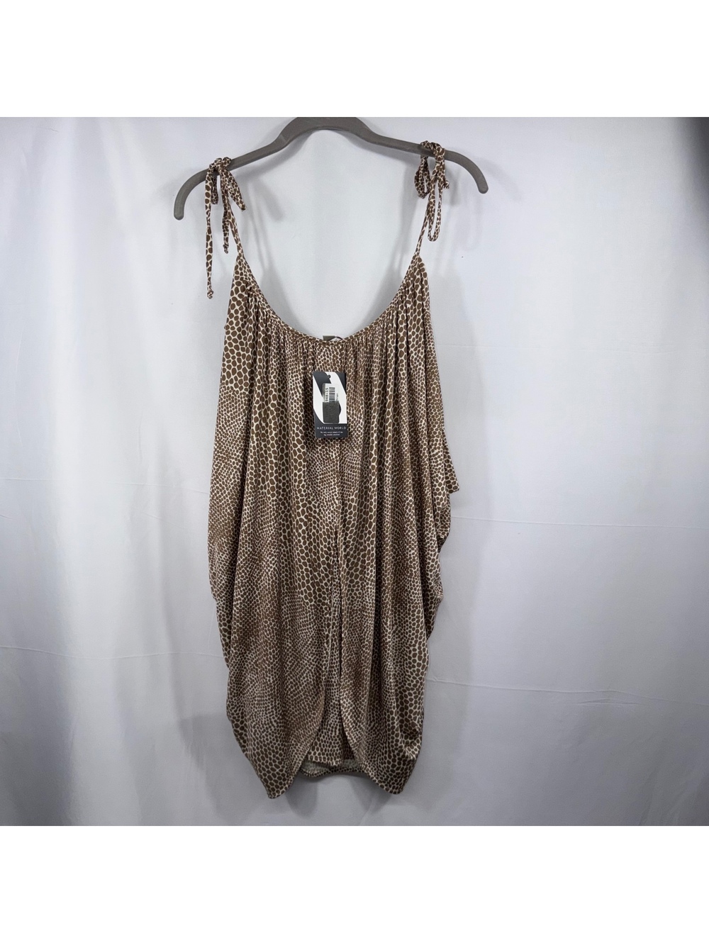 Mara Hoffman Women’s Medium Brown Cream Animal Print Tie Strap Draped Top NWT
